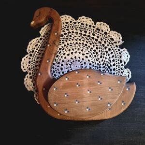 Wooden Swan Shaped Hanging Planter